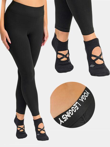 Komplet joga – legginsy XL i skarpety ABS czarne