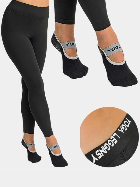 Zestaw do jogi- legginsy S i skarpety ABS czarne