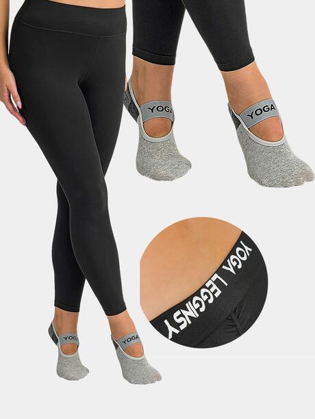 Zestaw do jogi- legginsy XL i skarpety ABS szare