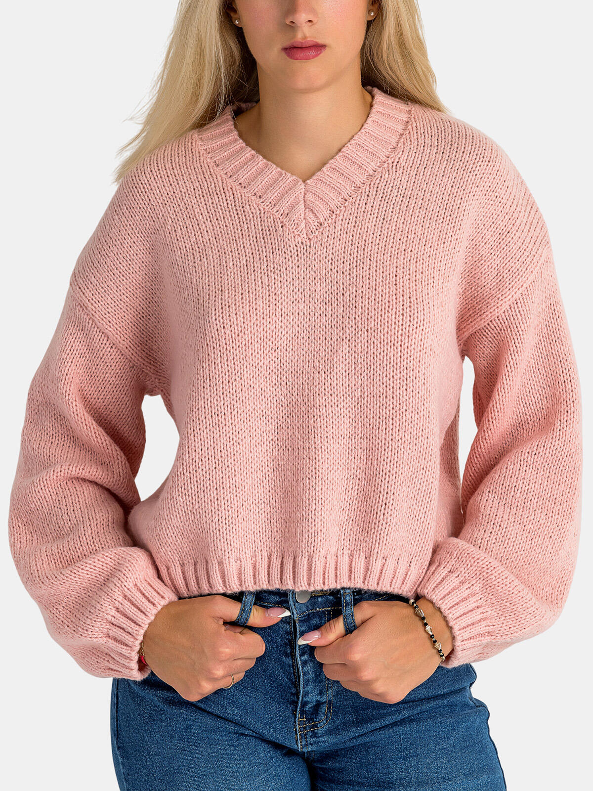 Sweter z dekoltem w serek