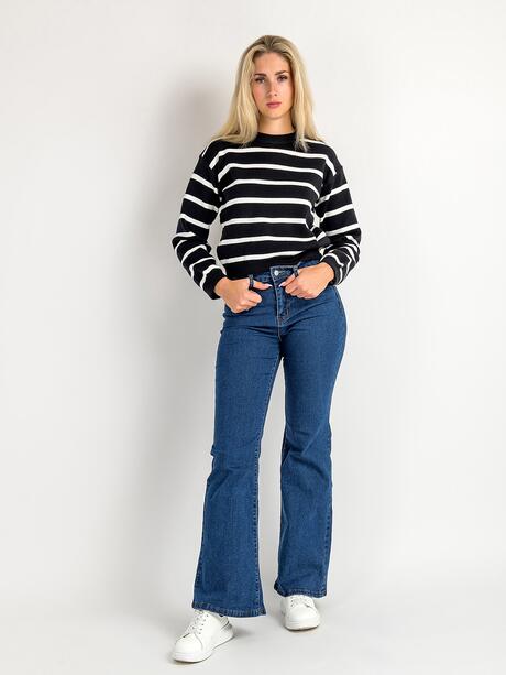 Sweter w paski z wiskozą