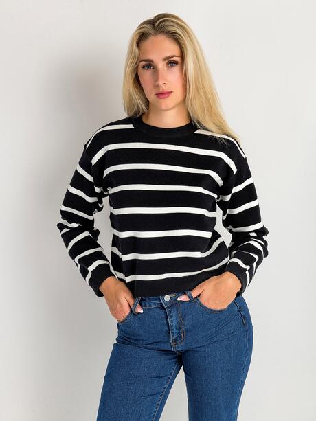 Sweter w paski z wiskozą