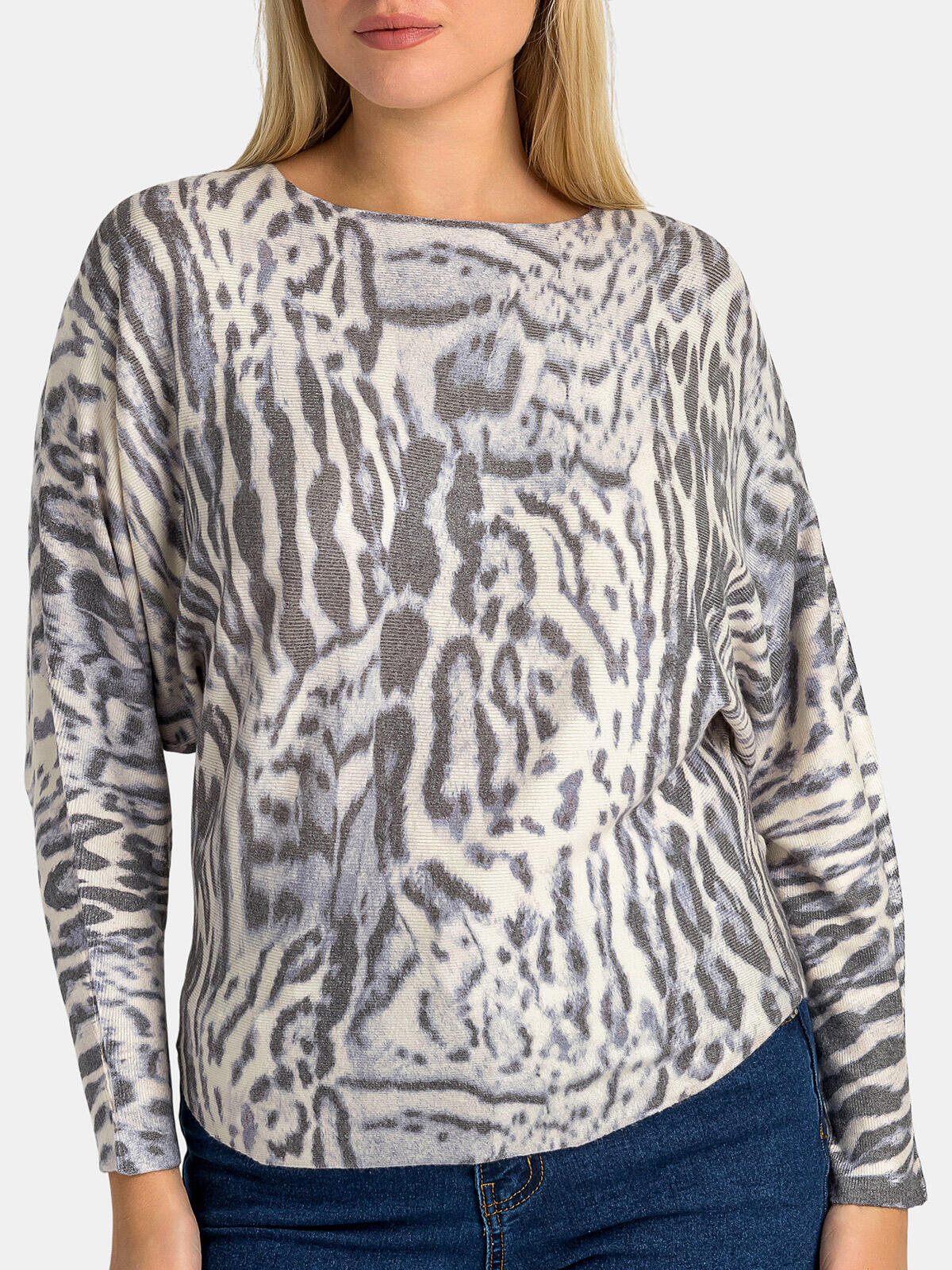 Wzorzysty sweter z domieszką wiskozy