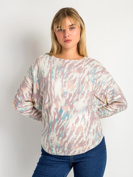 Luźny sweter damski z domieszką wiskozy