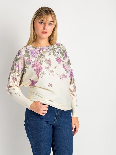 Sweter z kwiatowym wzorem
