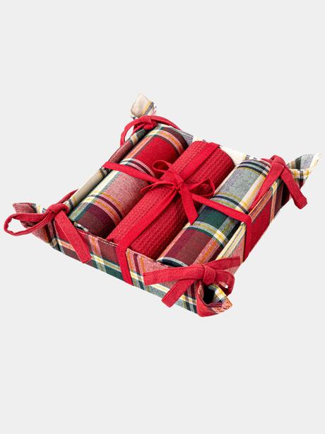 Komplet 3 ścierek w koszyku