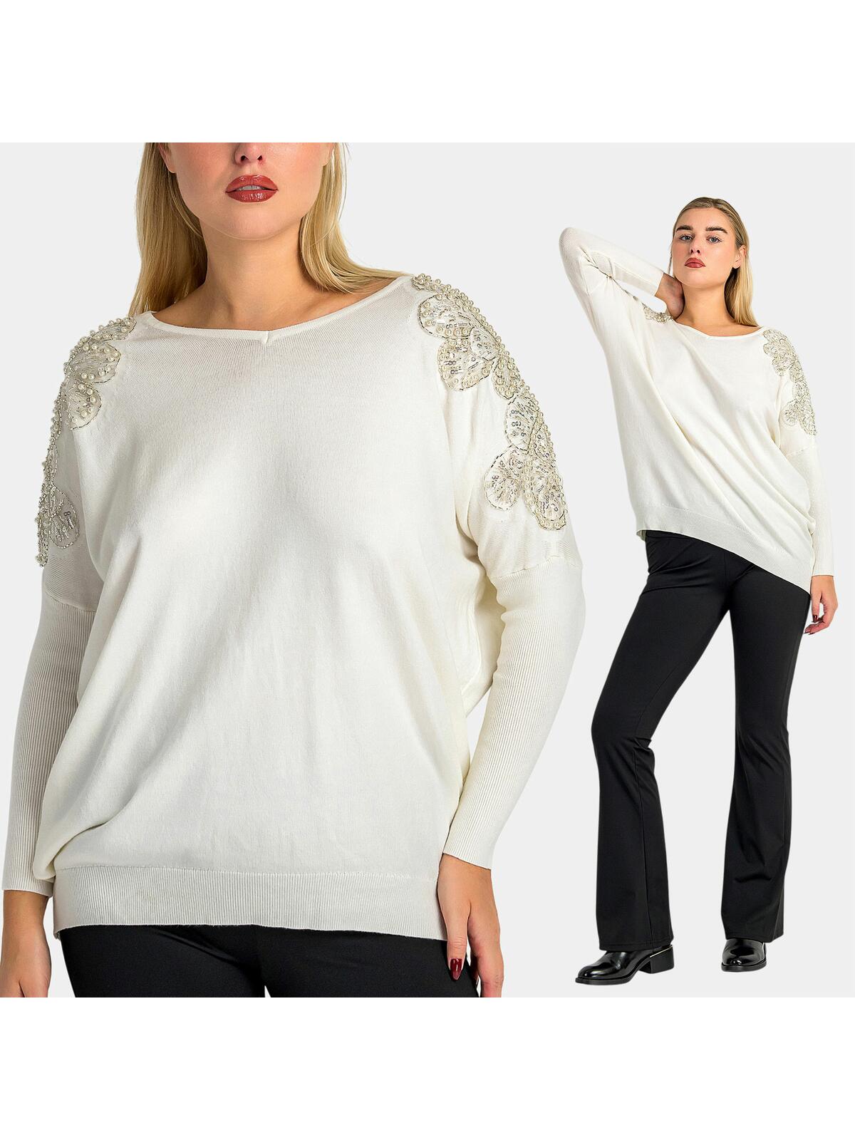 Sweter z aplikacjami na ramionach