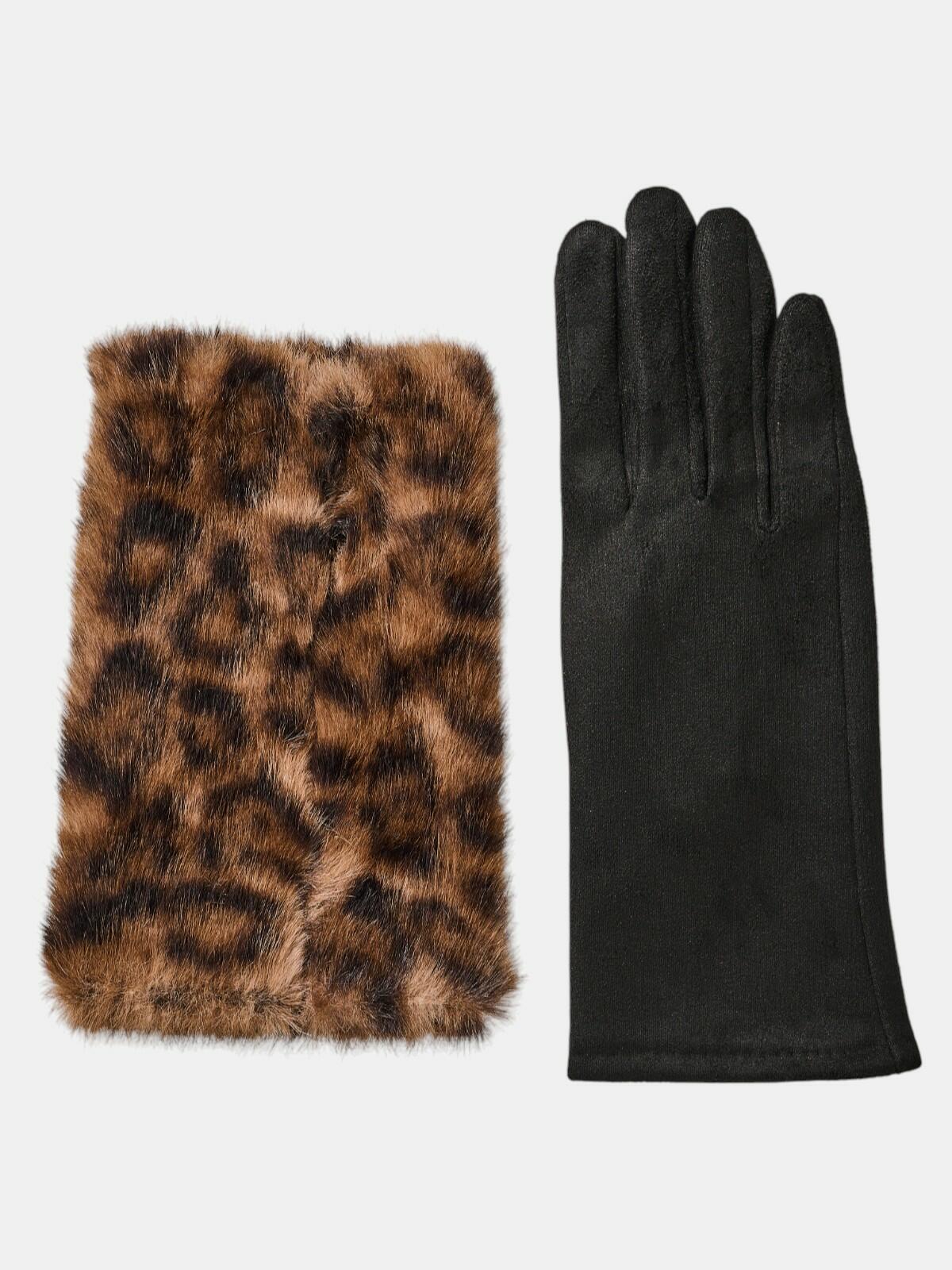 Rękawiczki z nakładką w panterkę