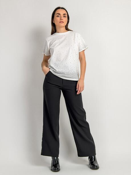 Bawełniana bluzka z cyrkoniami