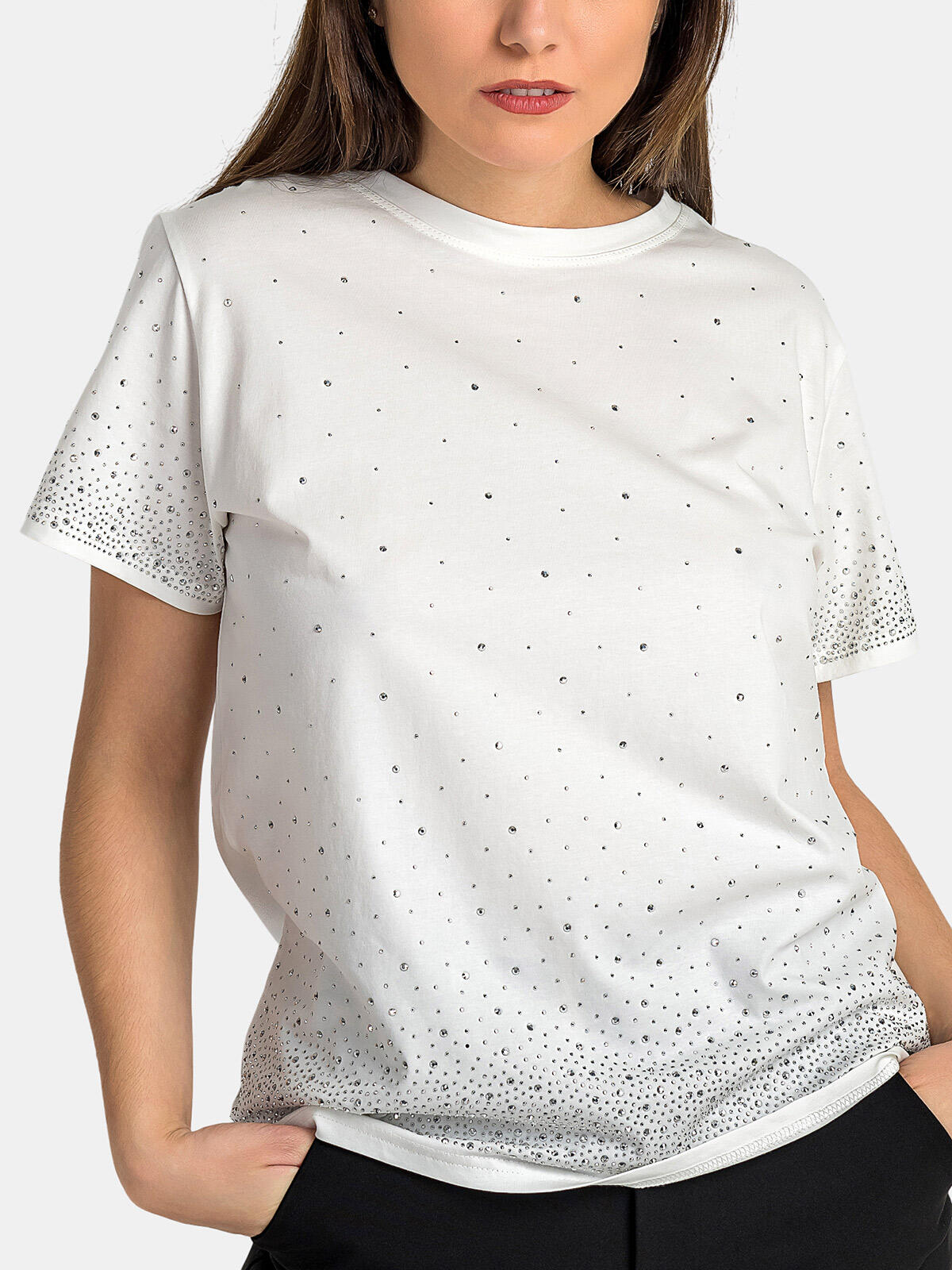 Bawełniana bluzka z cyrkoniami