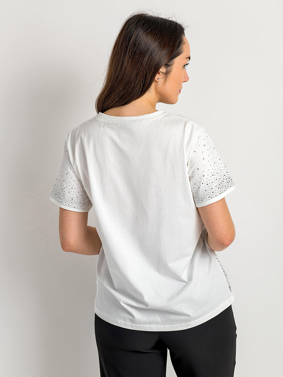 Bawełniana bluzka z cyrkoniami