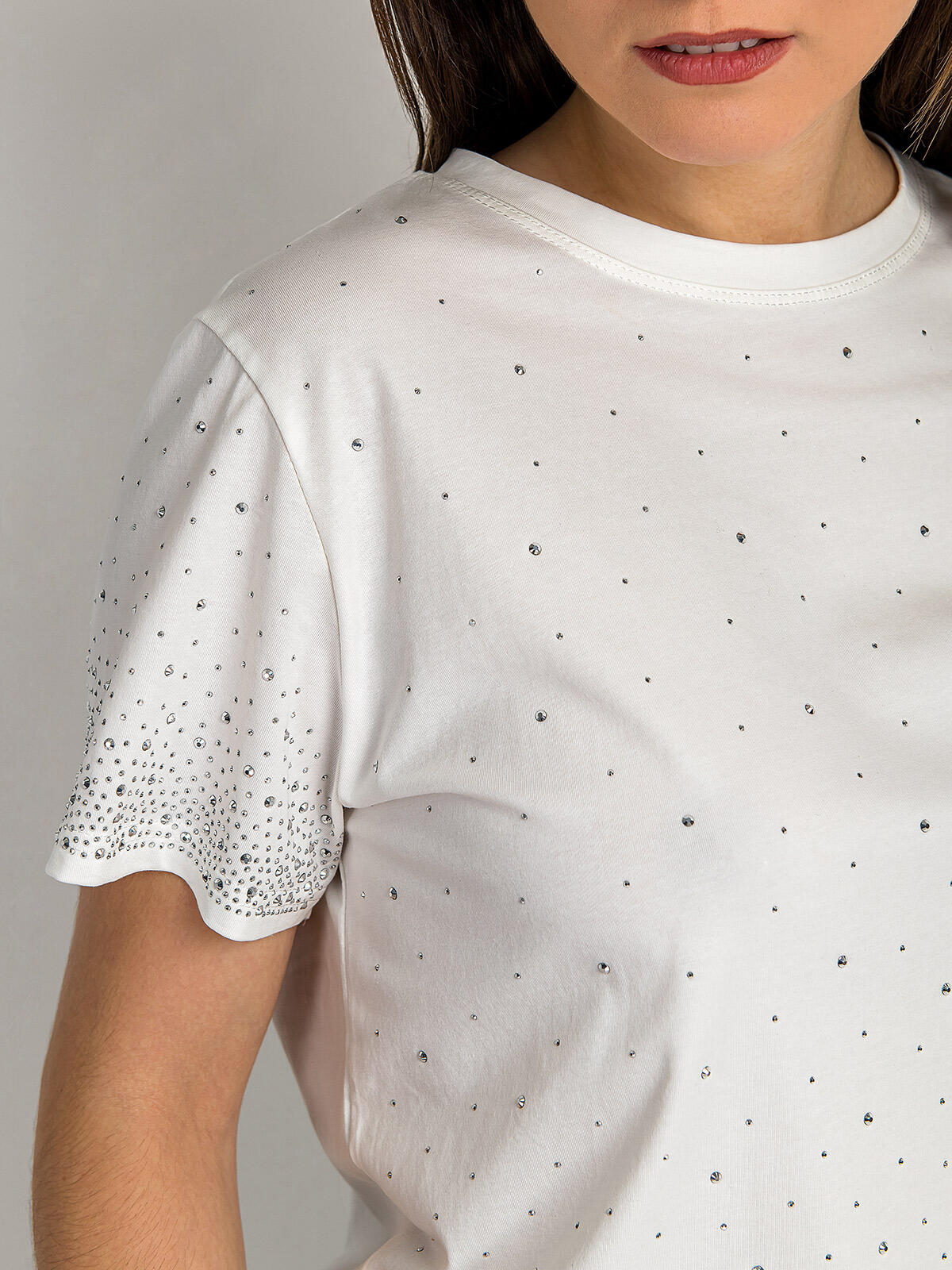 Bawełniana bluzka z cyrkoniami