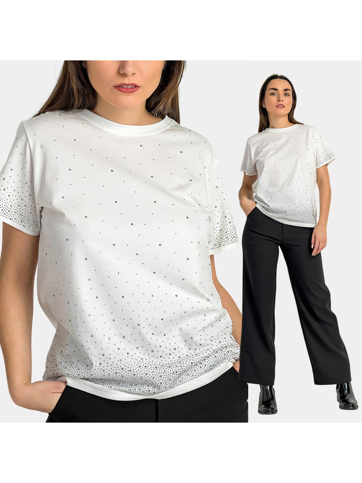 Bawełniana bluzka z cyrkoniami