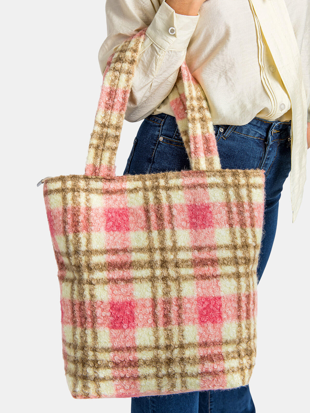 Torebka na ramię w kratę