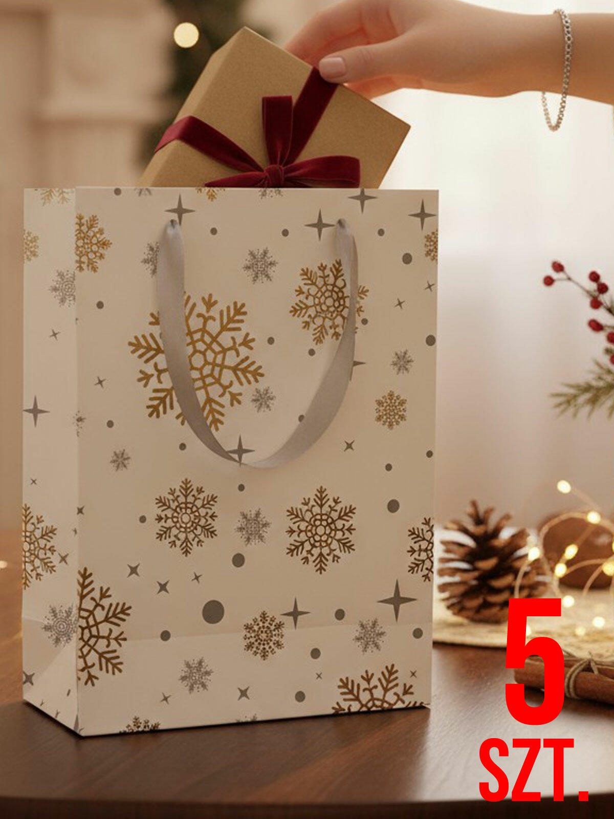 Torby prezentowe świąteczne 5-pak w4