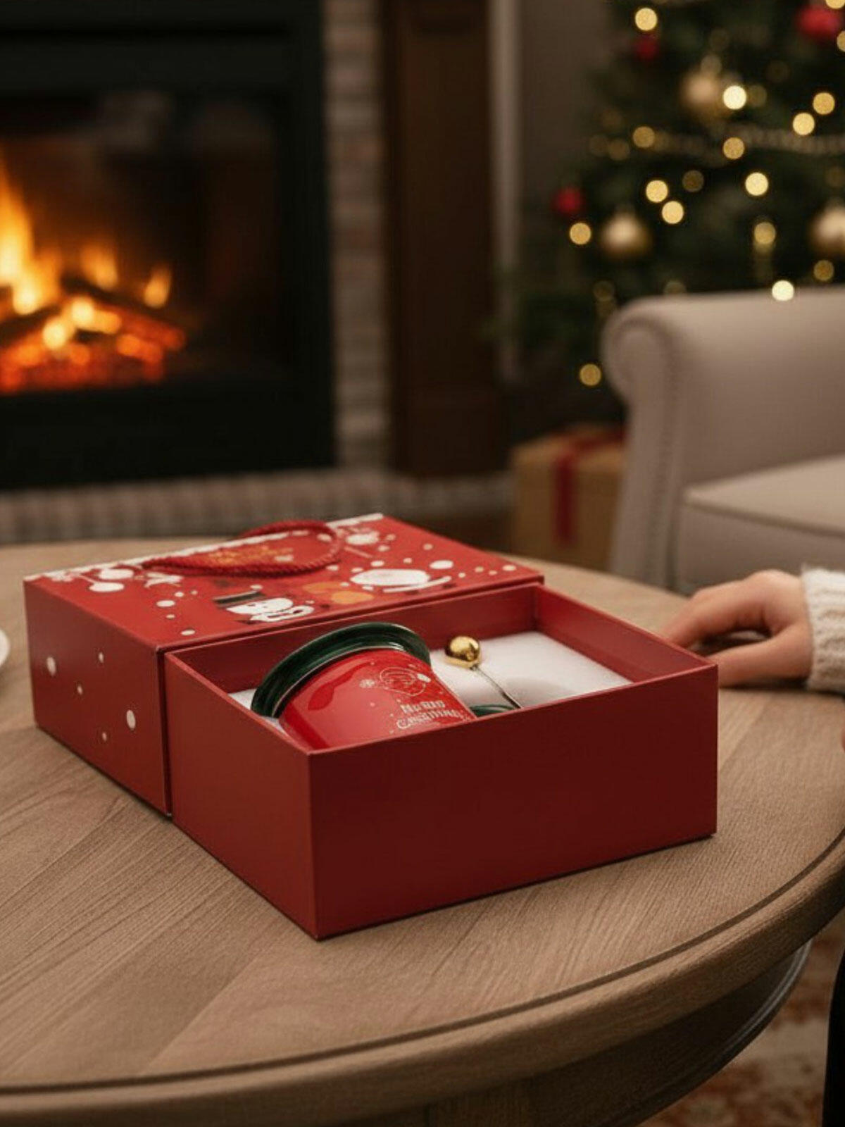 Kubek świąteczny z pokrywką i łyżeczką