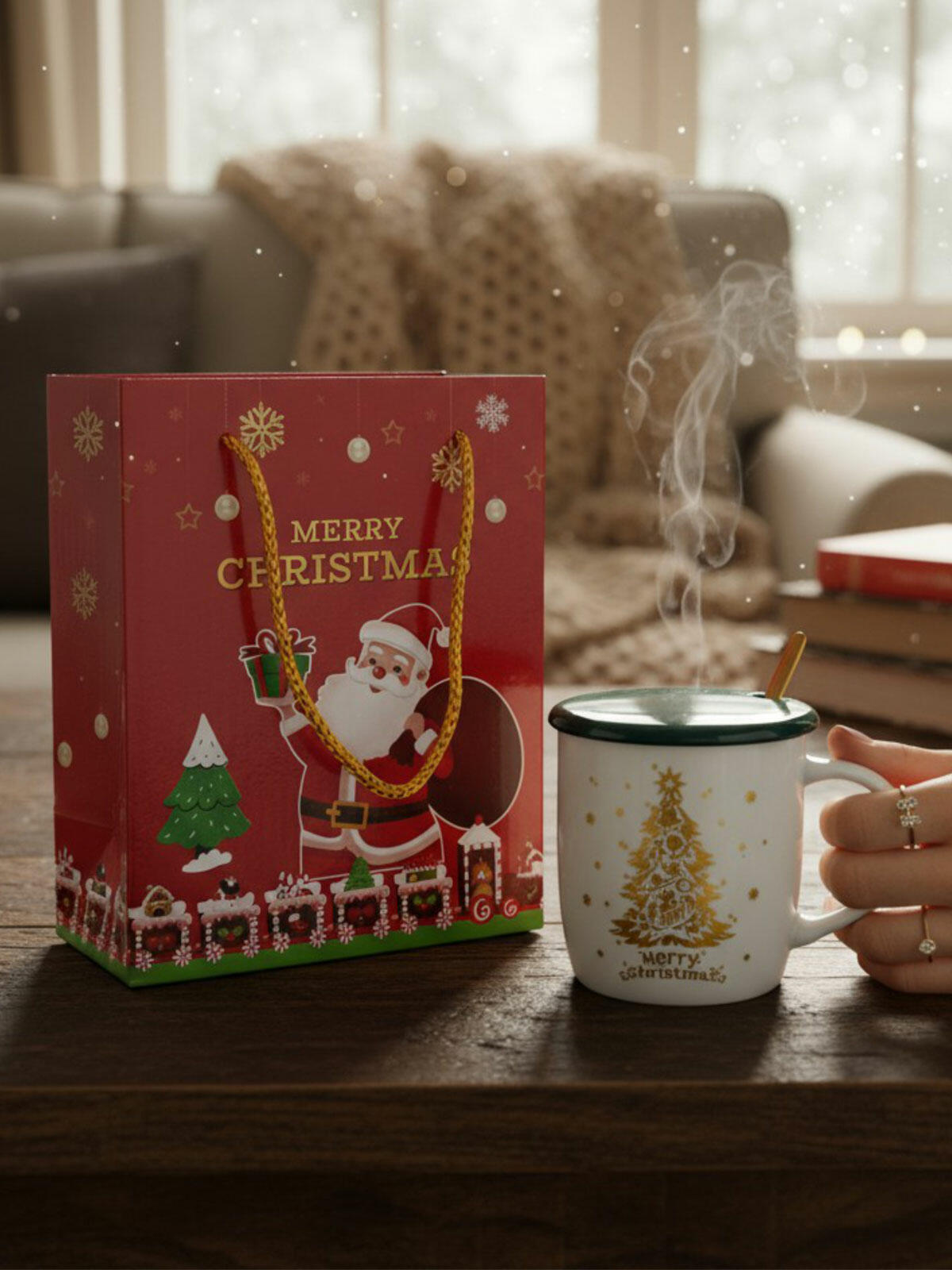 Kubek świąteczny z pokrywką