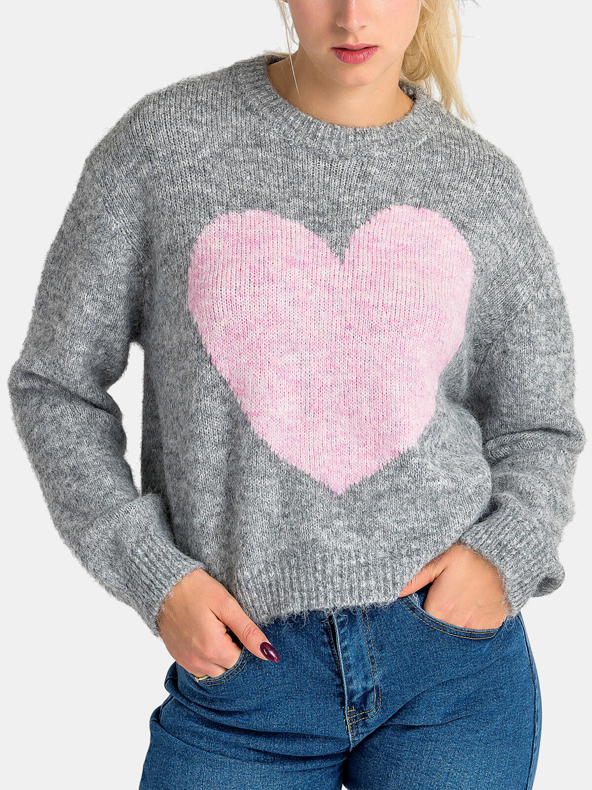 Sweter dzianinowy z domieszką wełny