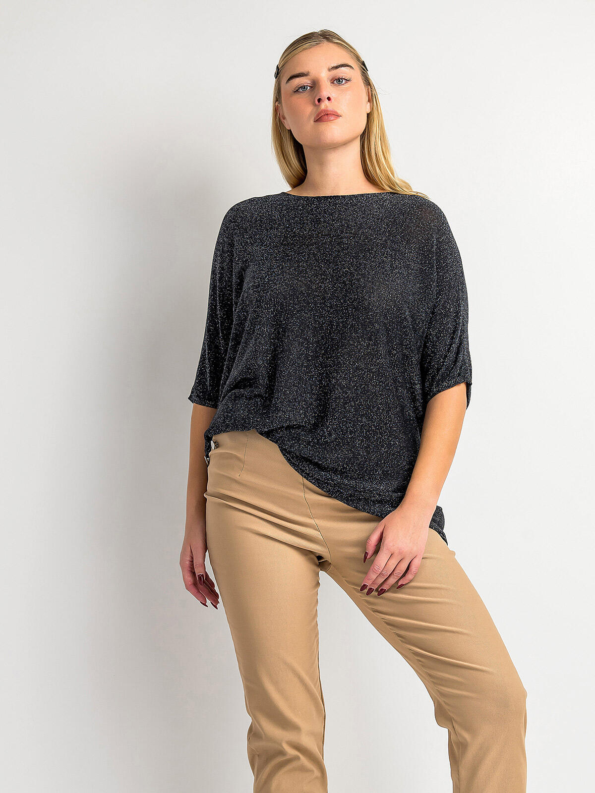 Bluzka oversize z bawełną