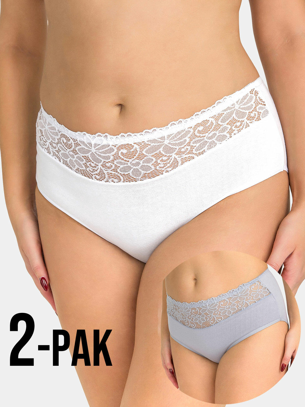 Majtki bawełniane z koronką 2-pak XL