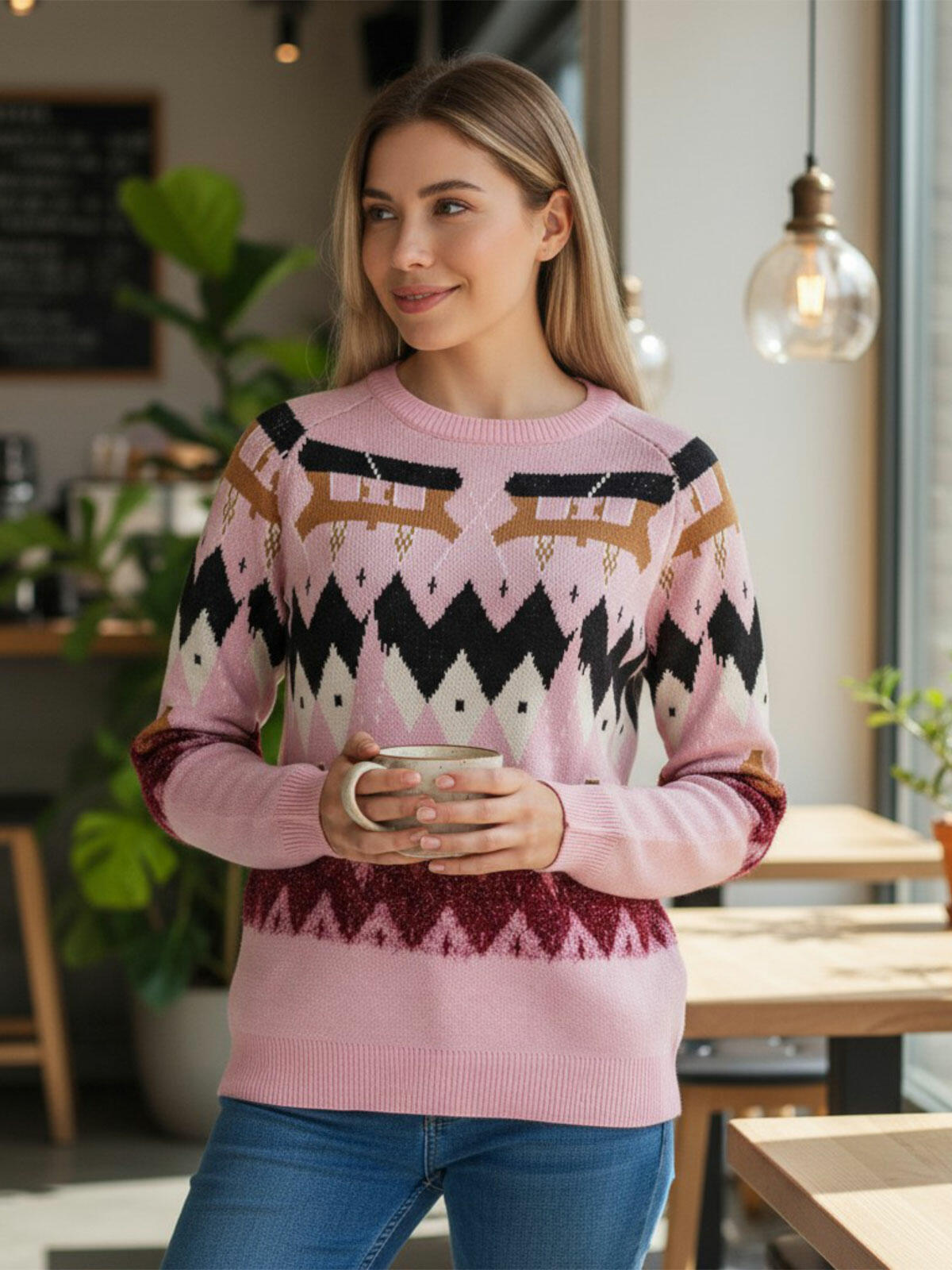 Wzorzysty sweter świąteczny