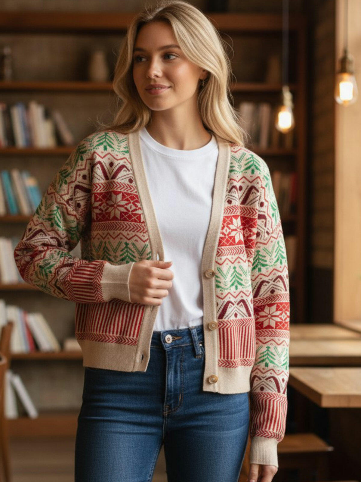 Rozpinany sweter świąteczny