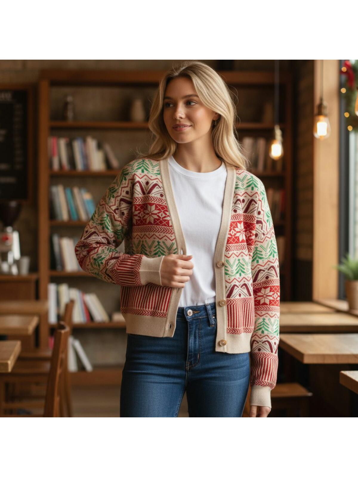 Rozpinany sweter świąteczny