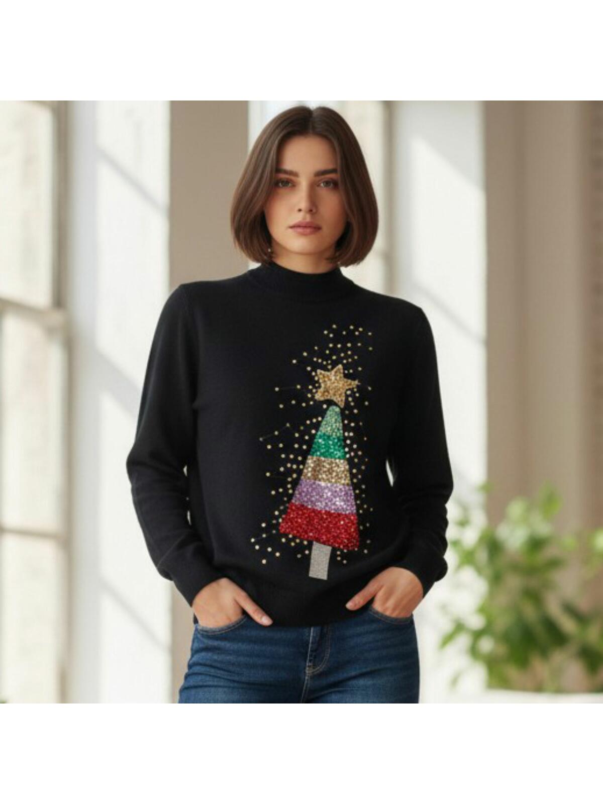 Sweter świąteczny z choinką cekinową