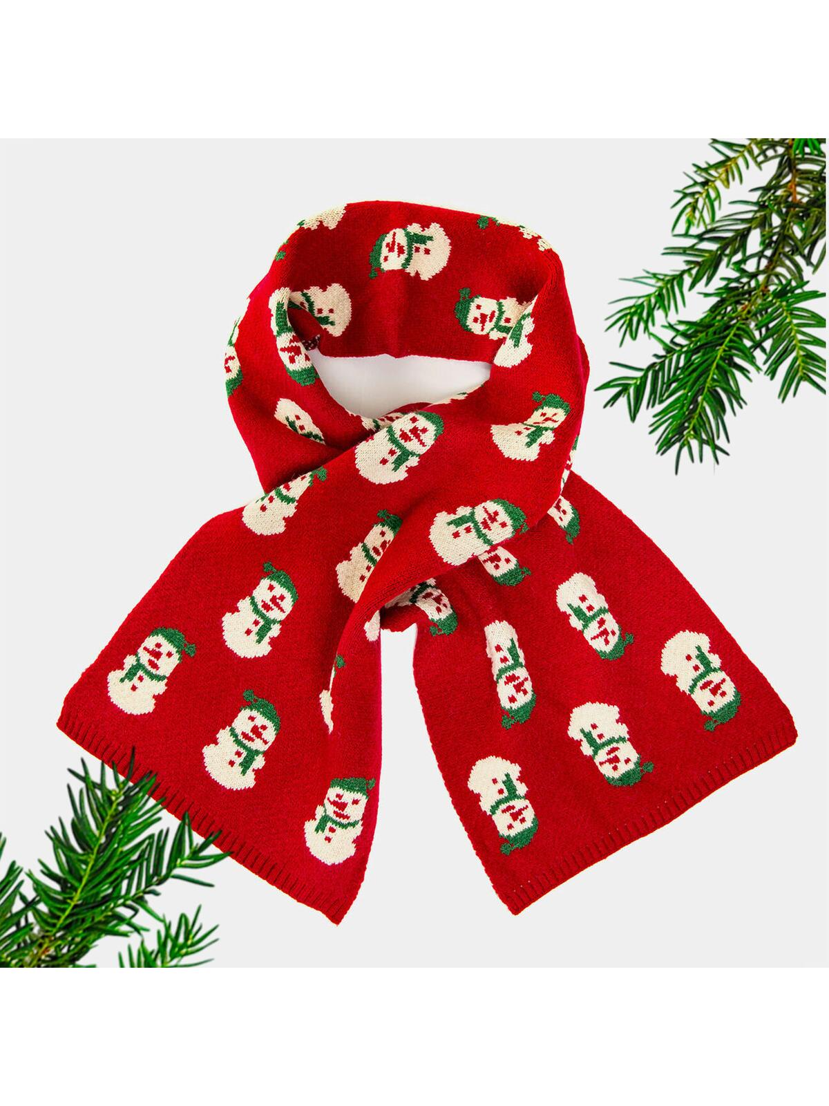 Szalik świąteczny w bałwanki