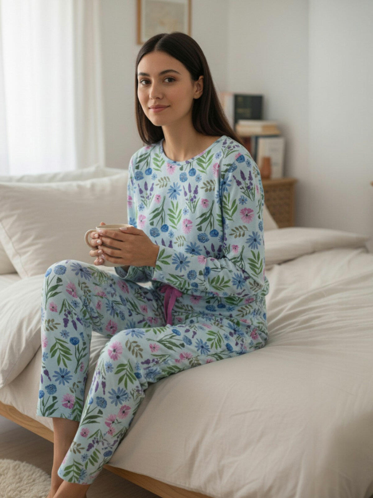 Piżama bawełniana długa