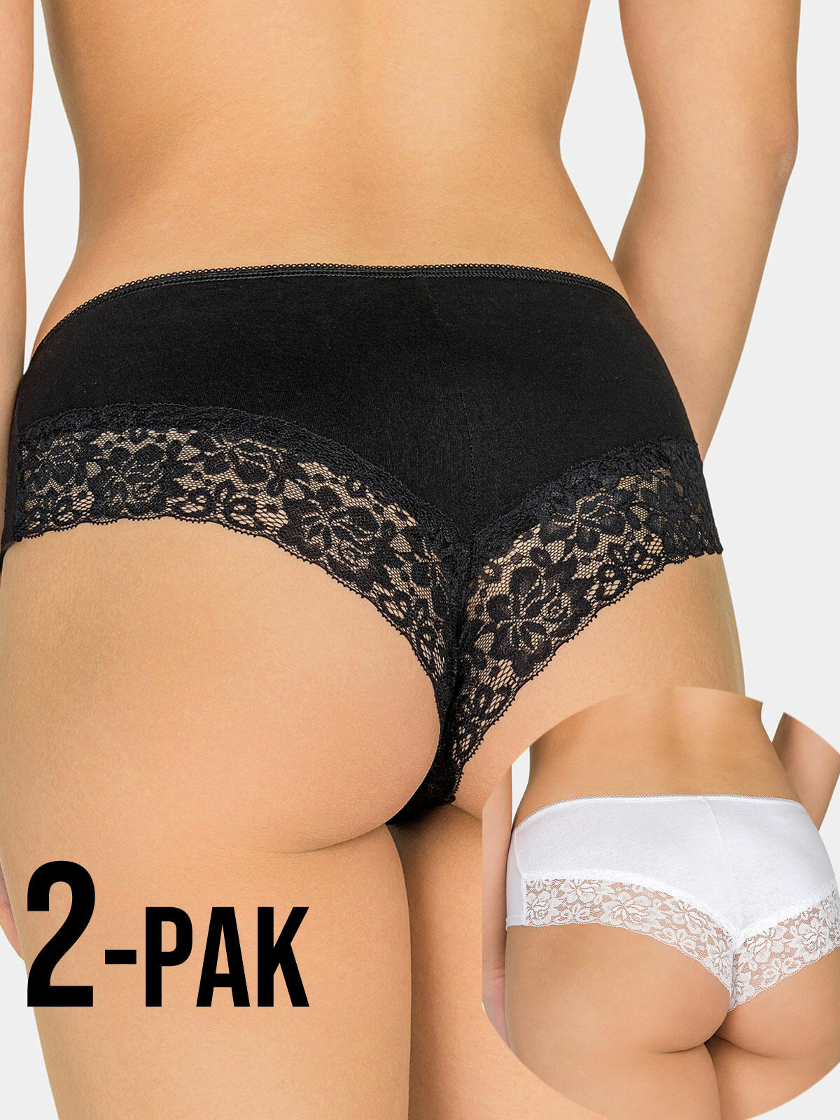 Majtki bawełniane z koronką 2-pak S