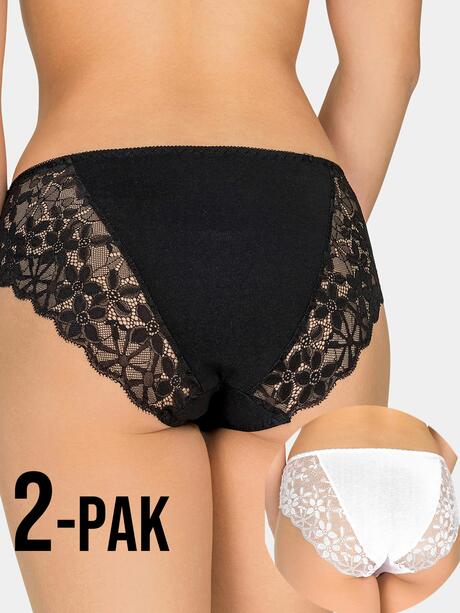 Majtki bawełniane z koronką 2-pak M