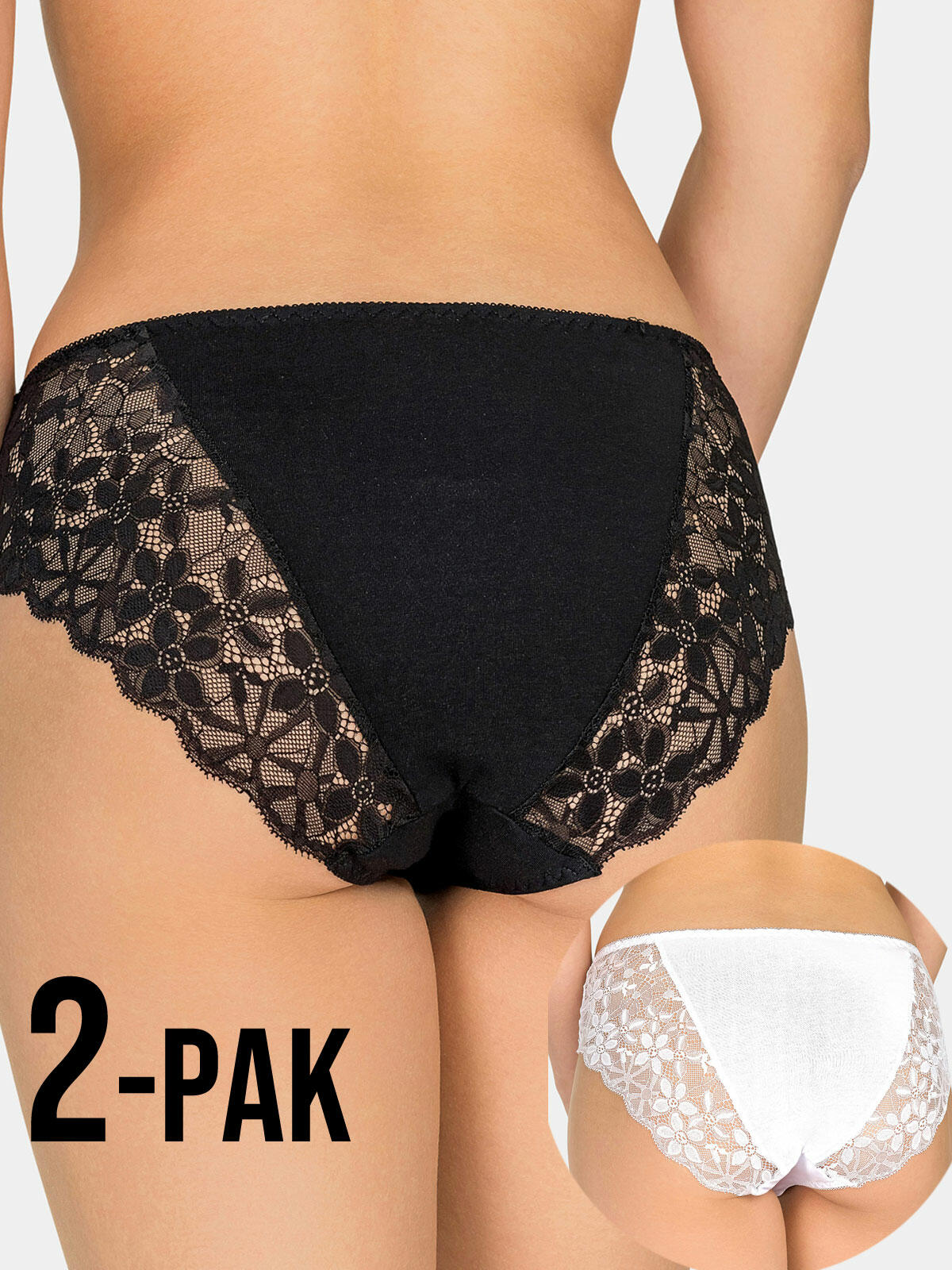 Majtki bawełniane z koronką 2-pak S