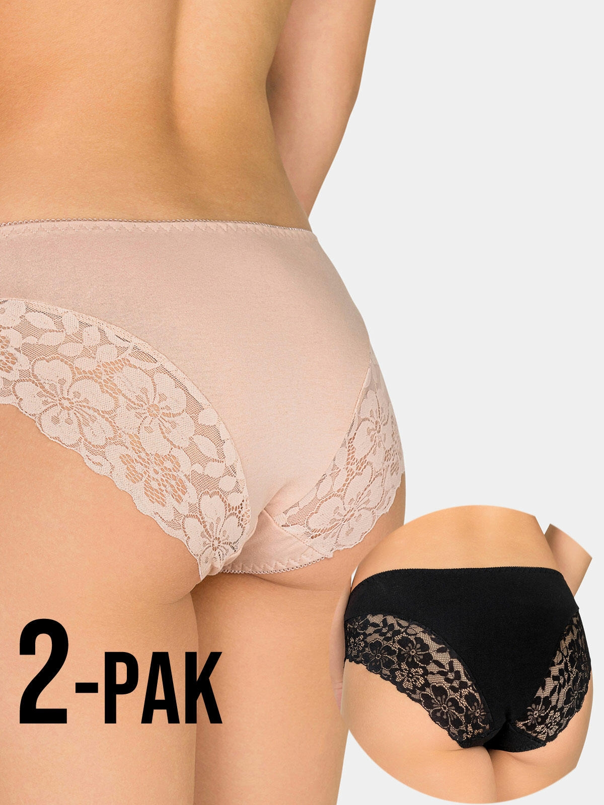 Majtki bawełniane z koronką 2-pak L