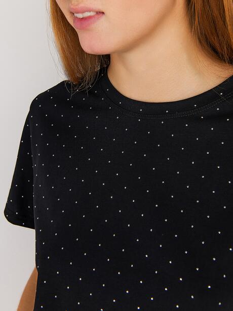 Bluzka bawełniana z cyrkoniami