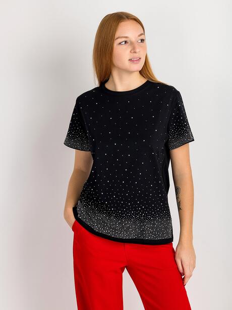 Bawełniana bluzka z cyrkoniami