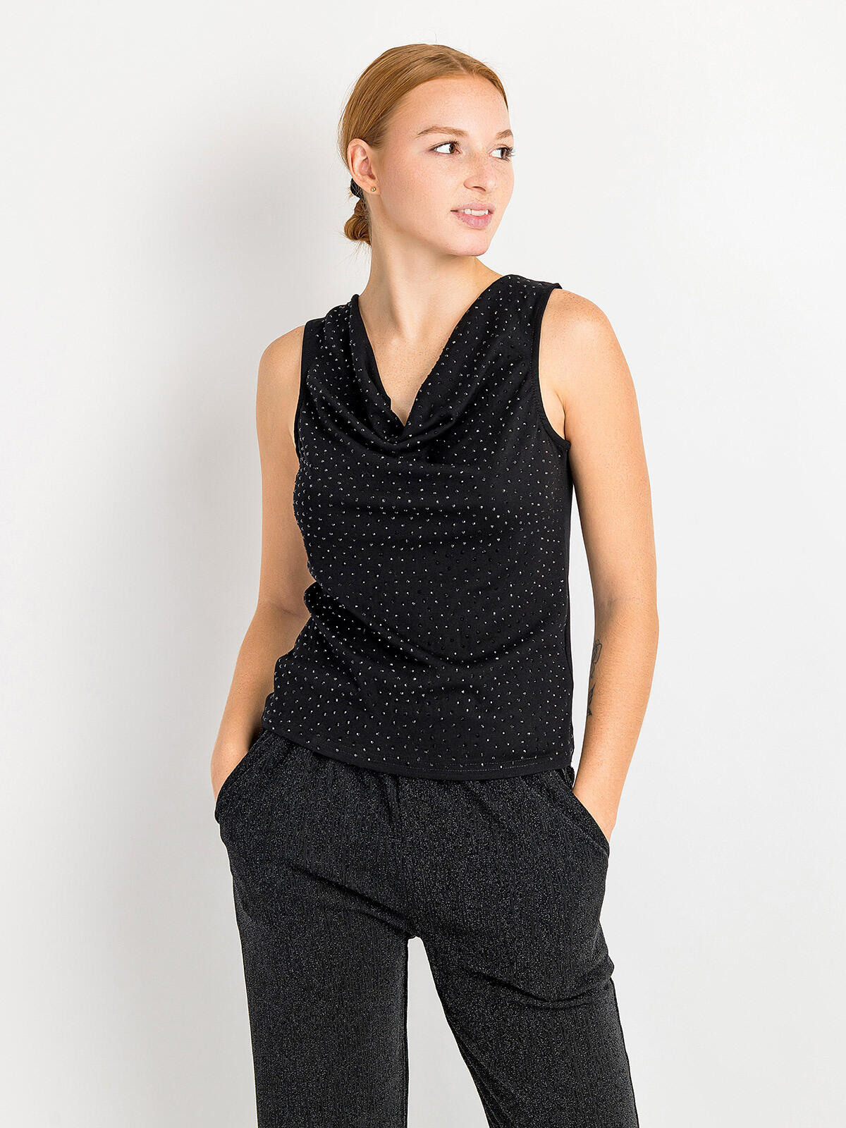 Bawełniana bluzka z cyrkoniami