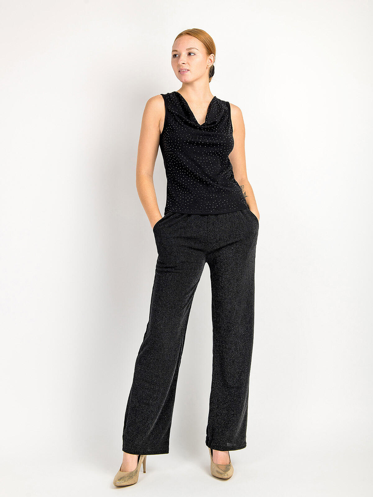 Bawełniana bluzka z cyrkoniami