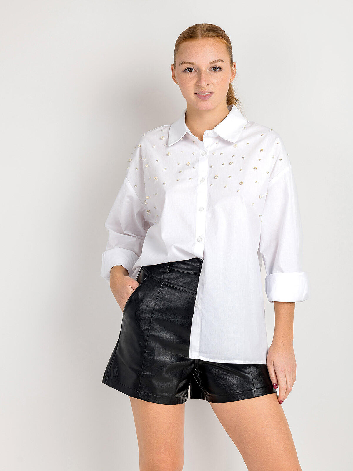 Bawełniana koszula z koralikami