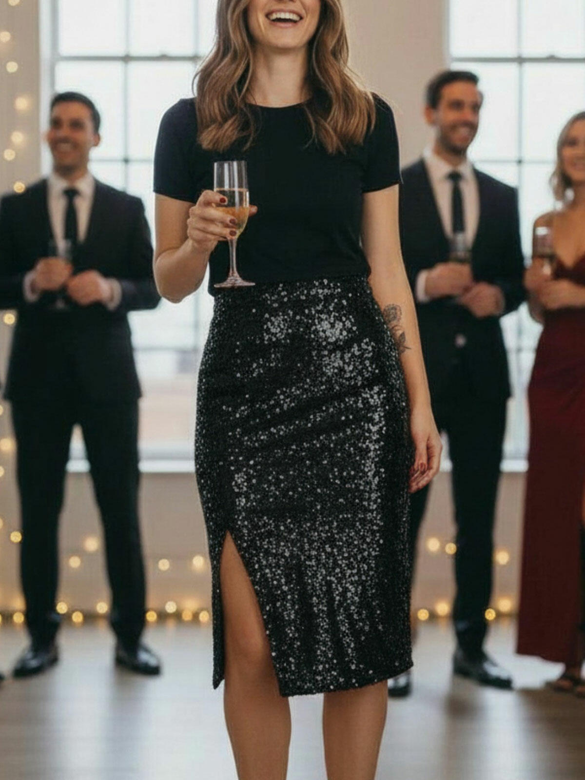 Cekinowa spódnica midi