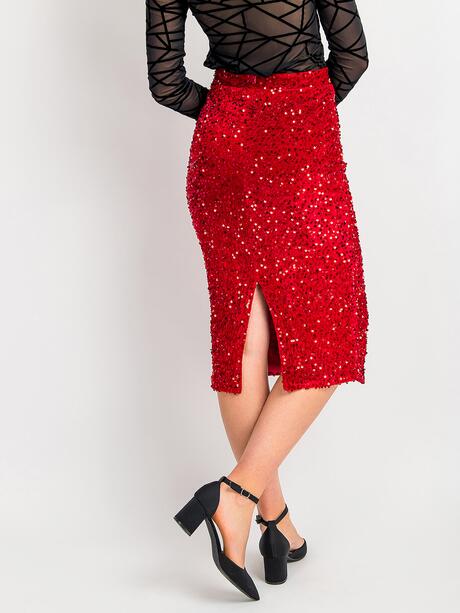 Welurowa spódnica z cekinami