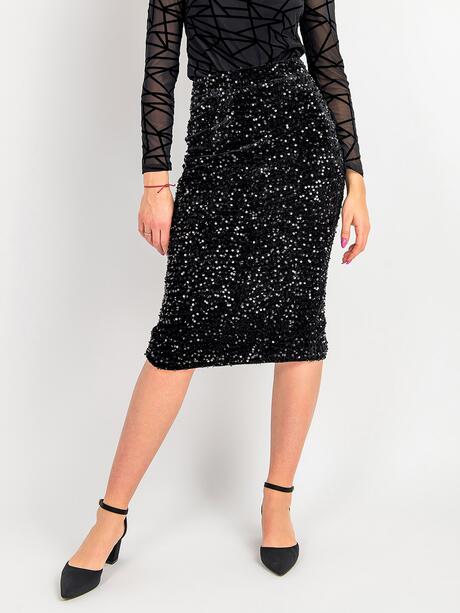 Welurowa spódnica z cekinami