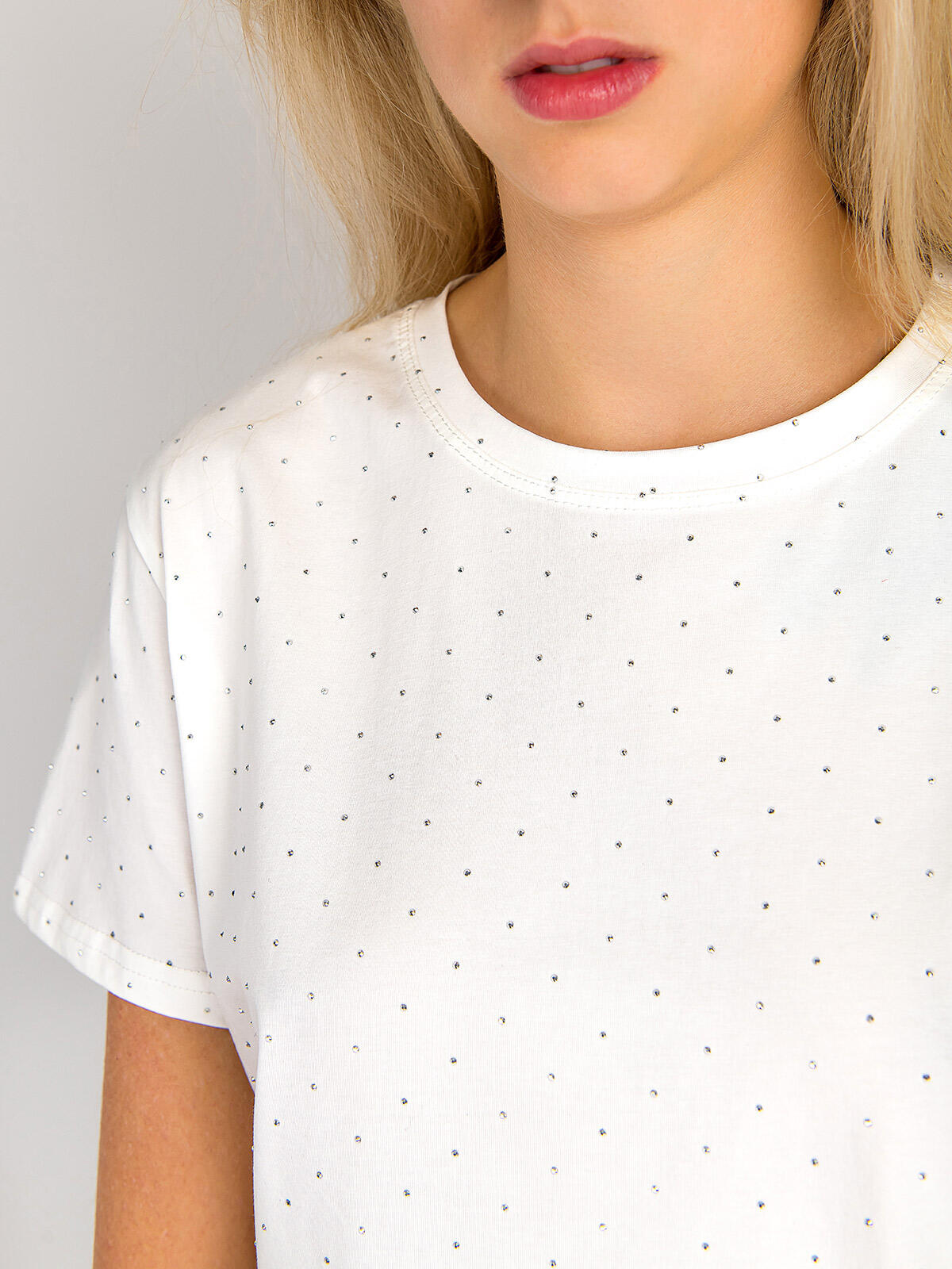 Bluzka bawełniana z cyrkoniami