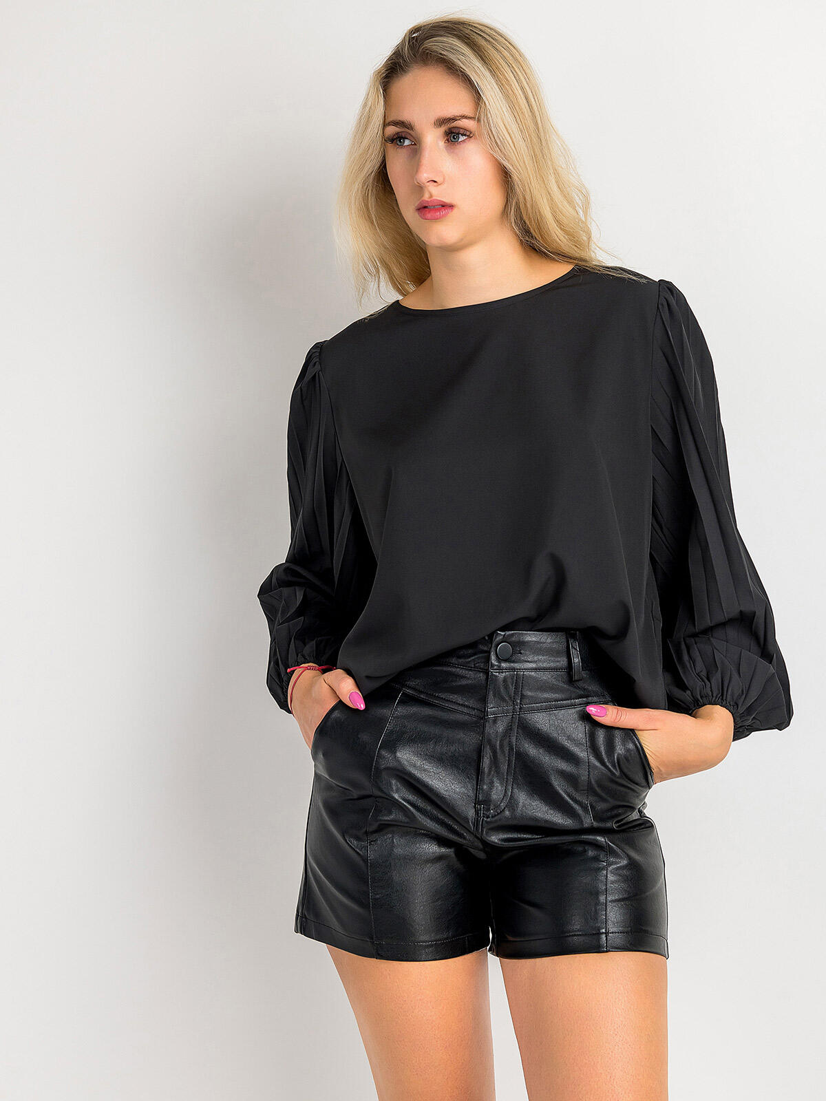 Bluzka z plisowanymi rękawami