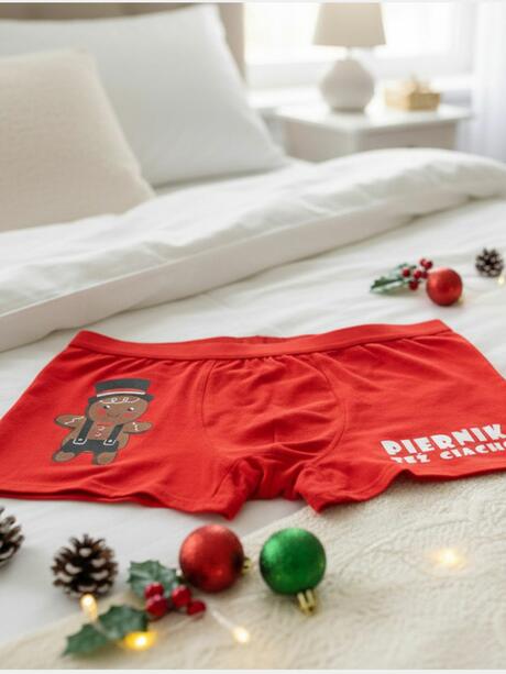 Świąteczne bokserki męskie z piernikiem zabawne