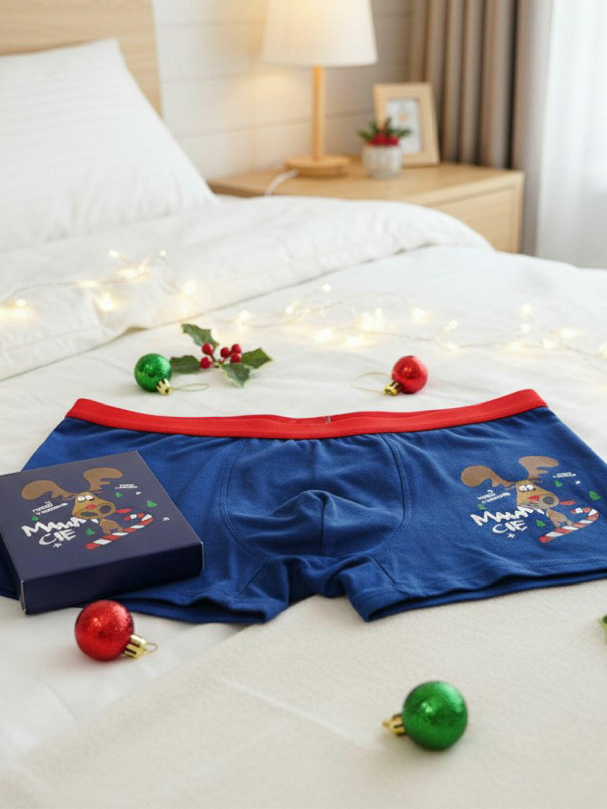 Świąteczne bokserki męskie w pudełku na prezent