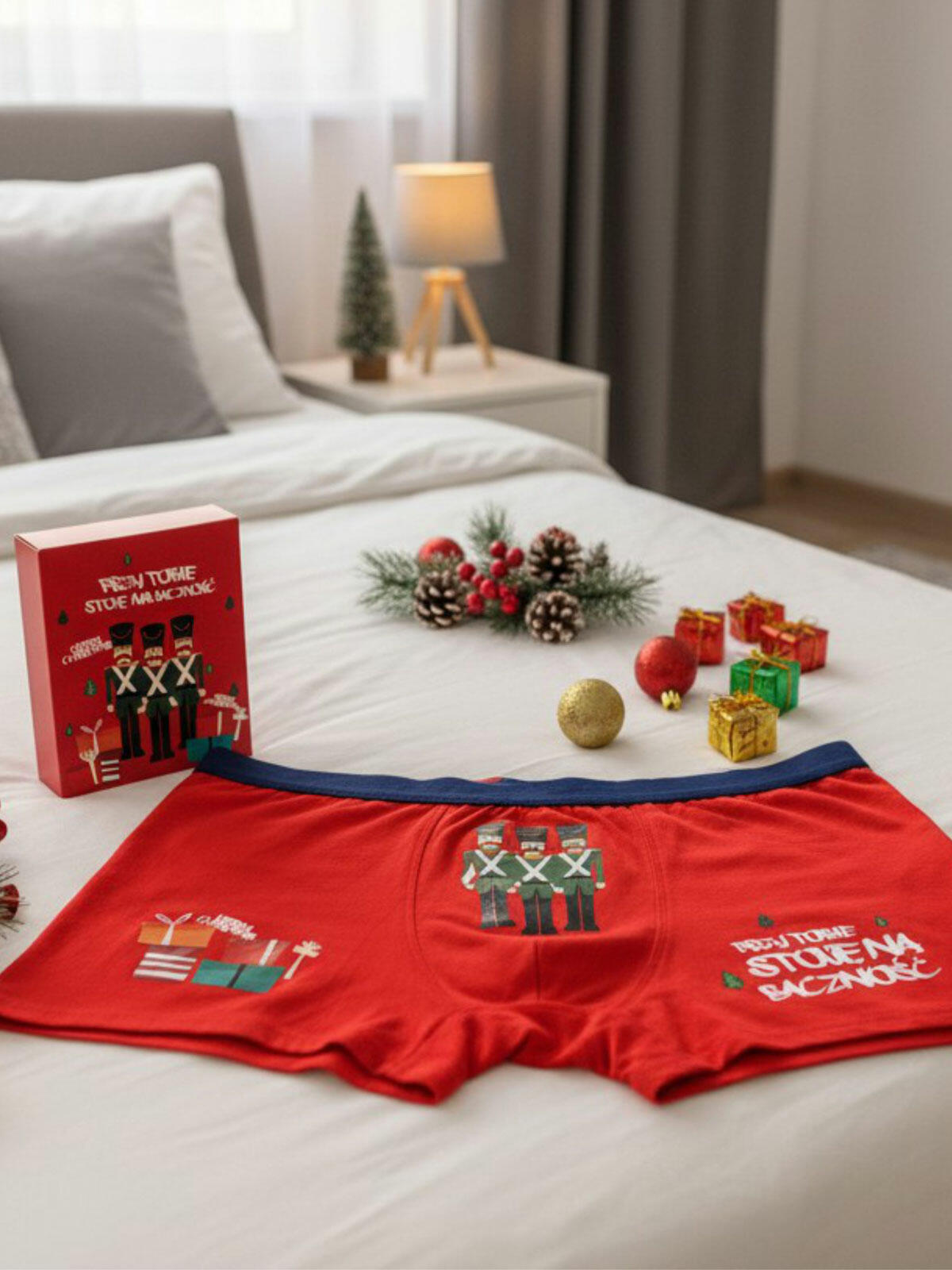 Świąteczne bokserki męskie w prezentowym pudełku