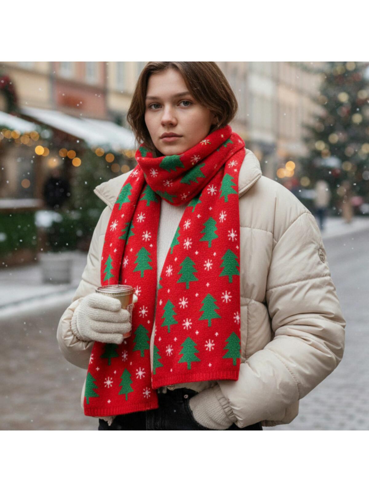 Szalik świąteczny w choinki