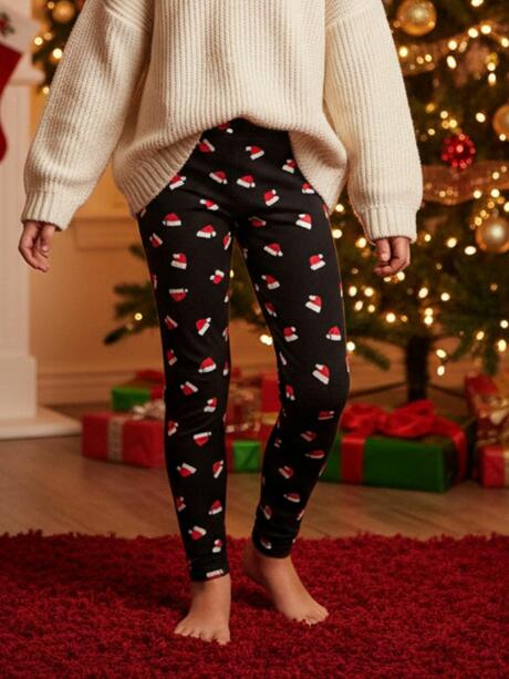 Legginsy dziecięce ze świątecznym wzorem