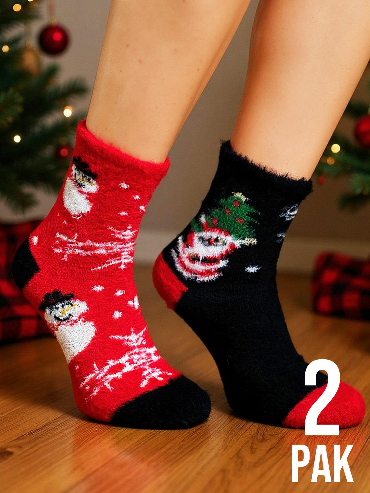 Ciepłe skarpetki świąteczne typu alpaka 2-pak na prezent 35-38
